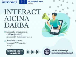 Iteract aicina darbā Ekspertu programmu vadības jomā (2) un  Administratoru Interact IV Valensijas birojā